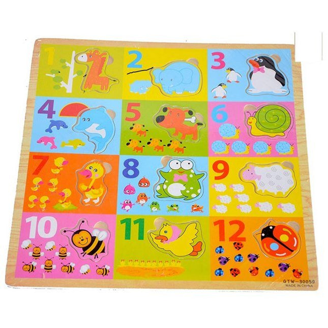 Wooden Self Corrective Numbers Pegged Puzzle Educational Toy for Kids - EKT1477