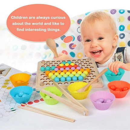 Wooden Montessori Chopsticks Beads Holder Wooden Cup Puzzle Toy - EK1496