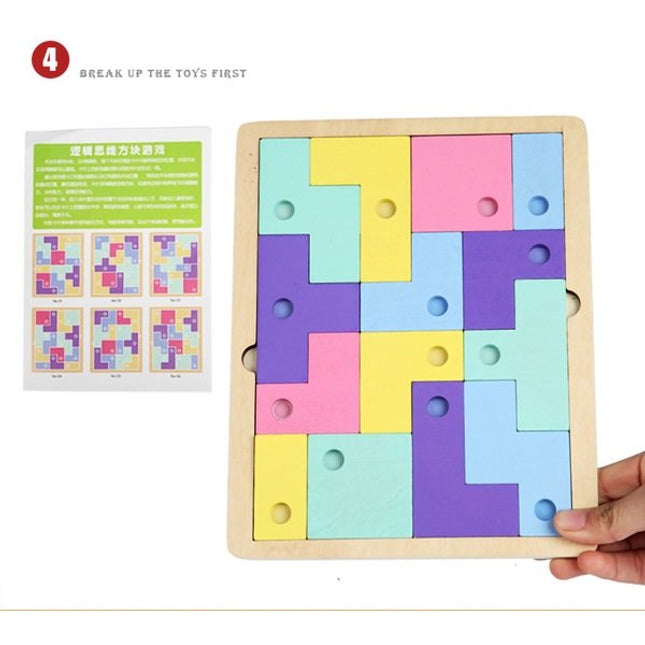 wooden Puzzle/Hand Grab Wooden Tetris Matching Puzzle Educational Toy Child Gift - EKT1499
