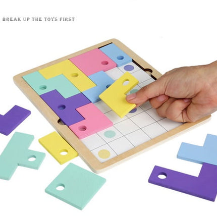 wooden Puzzle/Hand Grab Wooden Tetris Matching Puzzle Educational Toy Child Gift - EKT1499