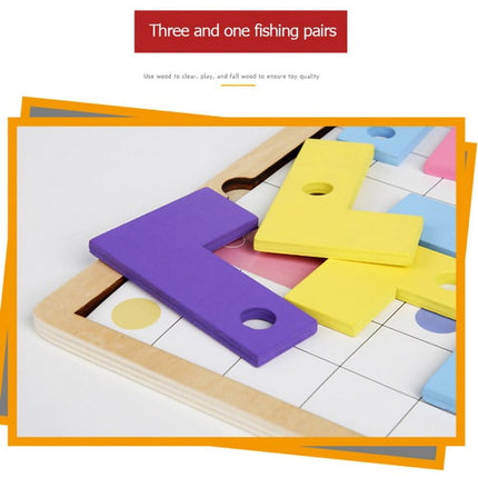 wooden Puzzle/Hand Grab Wooden Tetris Matching Puzzle Educational Toy Child Gift - EKT1499