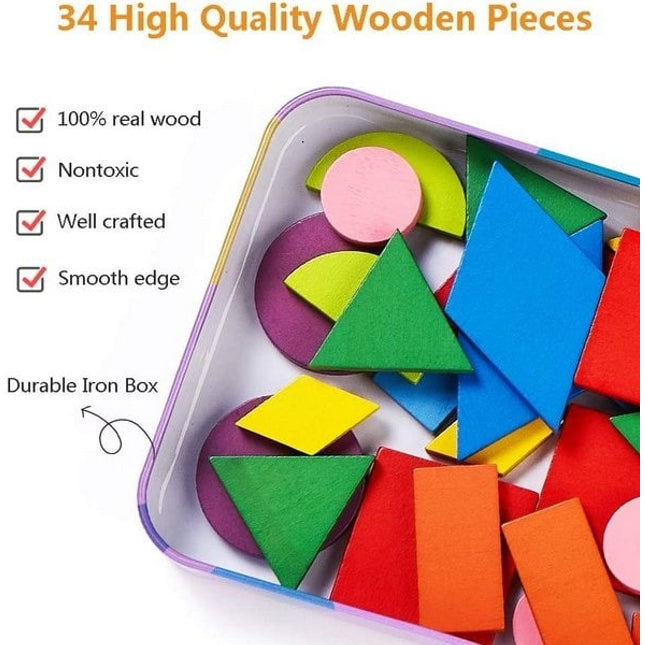 Extrokids Wooden Pattern Blocks Shapes Jigsaw Puzzle - EKT1501