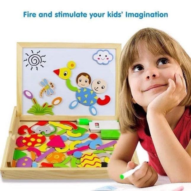 Extrokids Fantastic Wooden Multipurpose Easel Childrens Jigsaw Puzzle Drawing Board Wooden Toy EKT1503