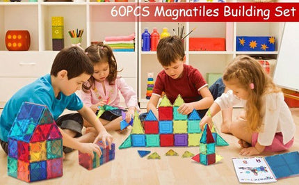 Extrokids Magnatiles 60Pcs Oversize 3D Magnetic Building Blocks Tiles Set,Inspirational Educational Toys - EKT1515