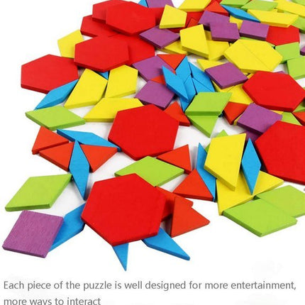 Extrokids 155 Pcs Wooden Pattern Blocks Set Geometric Shape Puzzle With Design Cards EKT1516