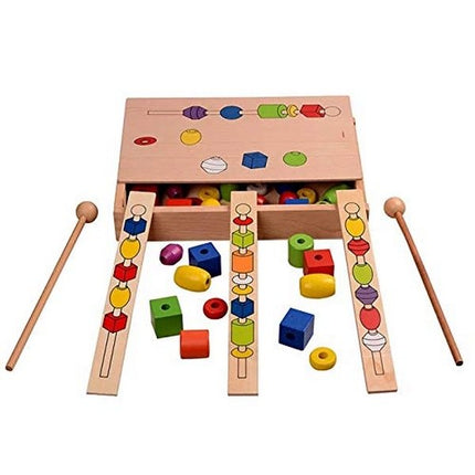 Extrokids Intellectual Beads Box Wooden Large Beads Child Early Learning and Educational Toys EK151