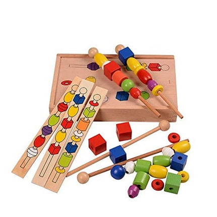 Extrokids Intellectual Beads Box Wooden Large Beads Child Early Learning and Educational Toys EK151