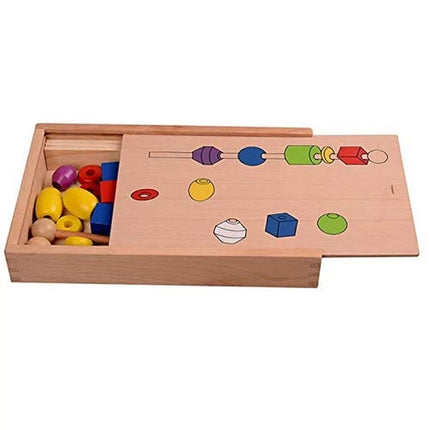 Extrokids Intellectual Beads Box Wooden Large Beads Child Early Learning and Educational Toys EK151