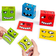 Load image into Gallery viewer, Extrokids Wooden Magic Colorful Cube Face Pattern, Funny Expression Puzzle, Building Blocks, Brain Teasers Toy - EKT1524
