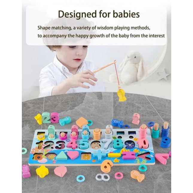 Extrokids Multi Function Six In One Fishing Figure Matching Log Board Toy - EK1525