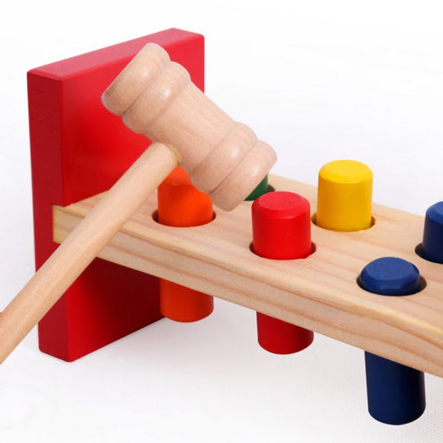 Extrokids Wooden Table Piling Toy with Hammer Toy for Kids - EK1528