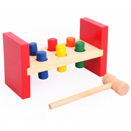 Extrokids Wooden Table Piling Toy with Hammer Toy for Kids - EK1528