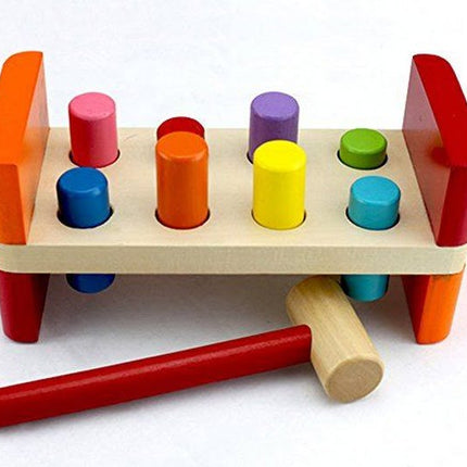 Extrokids Wooden Table Piling Toy with Hammer Toy for Kids - EK1528
