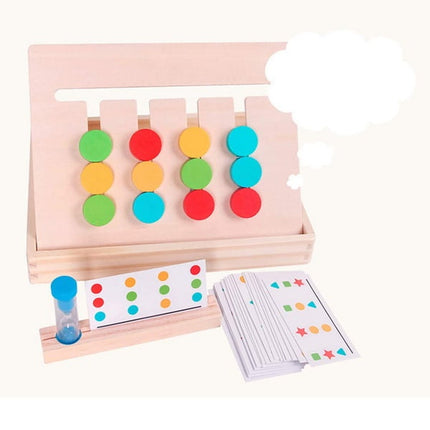 Extrokids Wooden Kids Four-Color Logic Thinking Training Puzzle Toy with Color Cards EKT1529