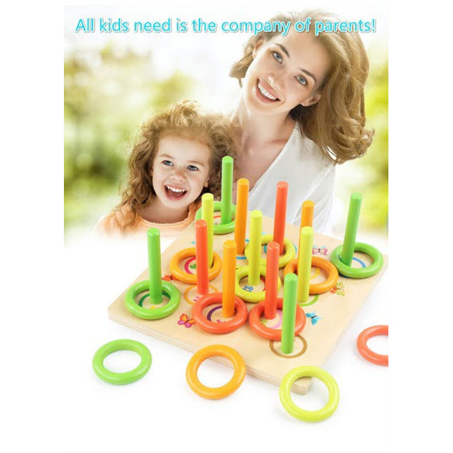 Extrokids Wooden Loop Ring Toys Stacking Games Toy For Training Aid for Babies - EKT1532