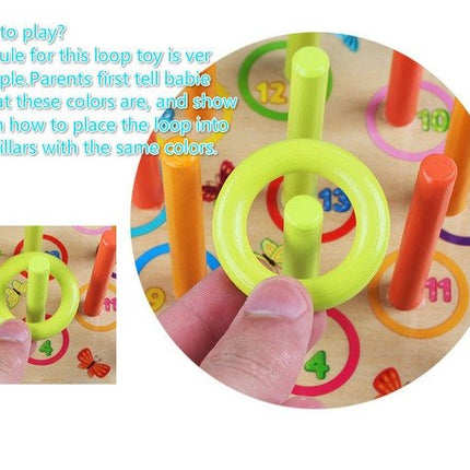 Extrokids Wooden Loop Ring Toys Stacking Games Toy For Training Aid for Babies - EKT1532