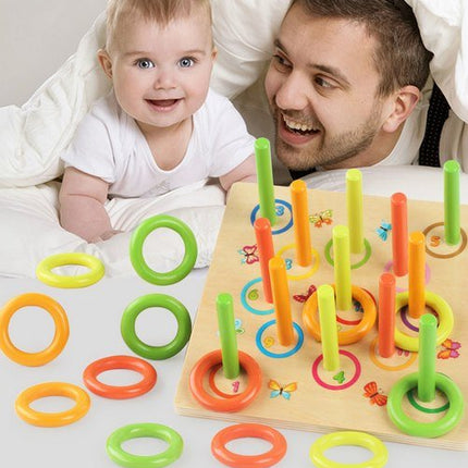 Extrokids Wooden Loop Ring Toys Stacking Games Toy For Training Aid for Babies - EKT1532