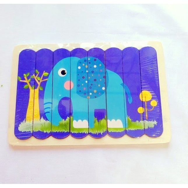 Extrokids Wooden 8 Pcs Elephant Stick Puzzle Montessori toy Purple - EK1537