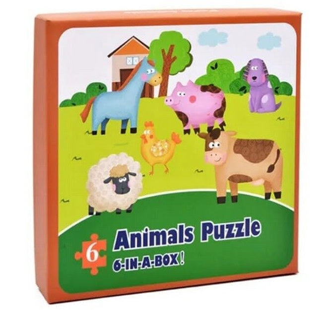 Extrokids Wooden Farm Animal Puzzle 6 In A Box! - EK1564