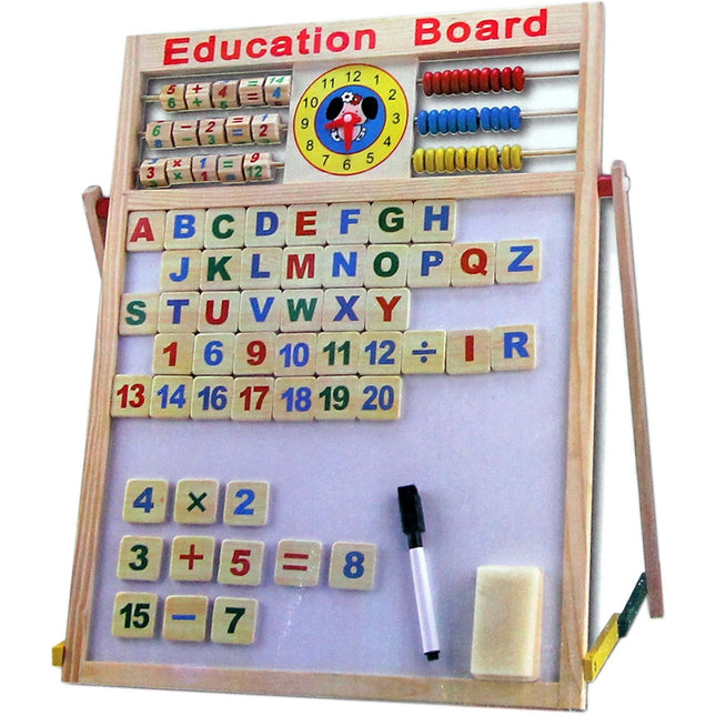 Extrokids Wooden Multipurpose Double-Sided Magnetic Wooden Writing, Drawing Board with Learning Toy - EK1565