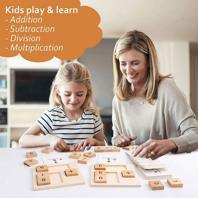 Extrokids Wooden count Number Blocks Math Flash Cards for Addition,Subtraction,Division,Multiplication Toy - EKT1576