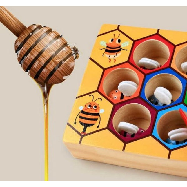 Extrokids Wooden Montessori Industrious Little Bees Kids Interactive Beehive Game Board for Childr