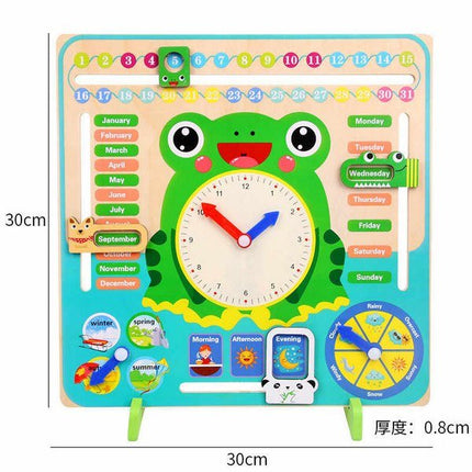 Extrokids Wooden multifunction calendar Clock Set for month, day, weather ,Time Toy - EK1584