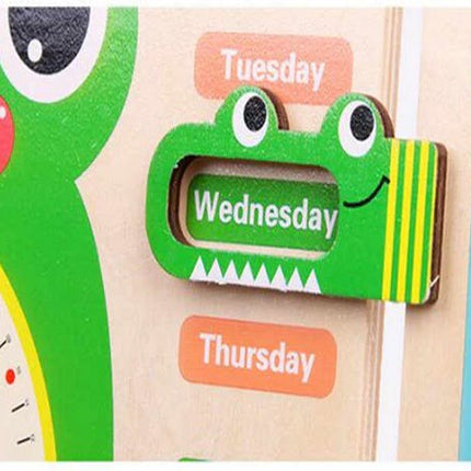 Extrokids Wooden multifunction calendar Clock Set for month, day, weather ,Time Toy - EK1584