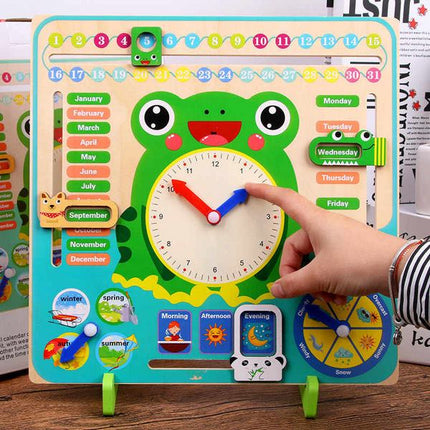 Extrokids Wooden multifunction calendar Clock Set for month, day, weather ,Time Toy - EK1584