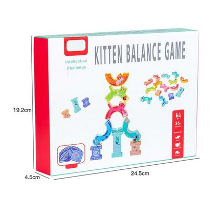 Extrokids Wooden kitten balance game Kids Creative Cat Building Blocks Smooth Stacking Toy Game - EKT1592