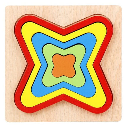 Extrokids Wooden Rainbow 5 Color Board Geometric Flower Puzzle - EK1619