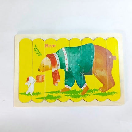 Extrokids Wooden Double sided 8Pc Stick Puzzle Toucan With Bear - EK1629