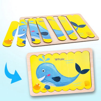 Extrokids Wooden Double Sided 8Pc Stick Puzzle Sea Turtile With Whale - EK1639