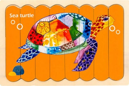 Extrokids Wooden Double Sided 8Pc Stick Puzzle Sea Turtile With Whale - EK1639