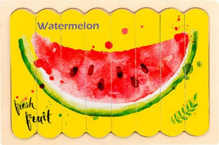 Extrokids Wooden Double Sided 8Pc Stick Puzzle Lemon With Watermelon - EK1642
