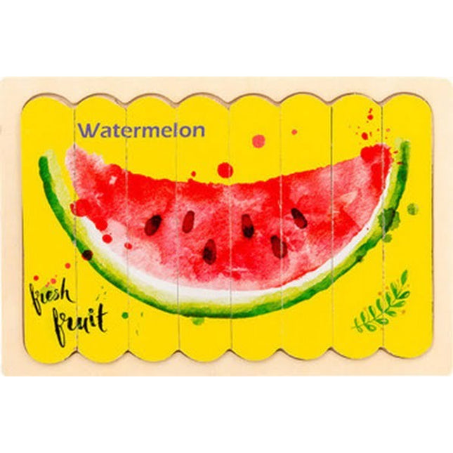 Extrokids Wooden Double Sided 8Pc Stick Puzzle Lemon With Watermelon - EK1642