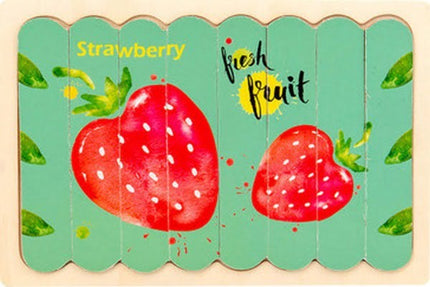 Extrokids Wooden Double Sided 8Pc Stick Puzzle Apple With Strawberry - EK1643