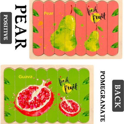 Extrokids Wooden Double Sided 8Pc Stick Puzzle Pear with Pomegranate - EKT1645