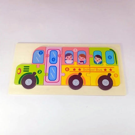 Extrokids Wooden Puzzle Board Toy School Bus - EK1650