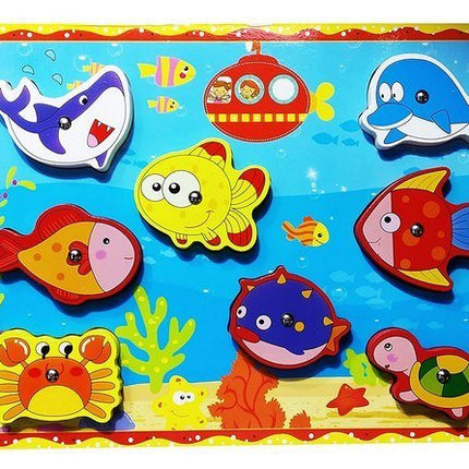 Extrokids Wooden Sea Animal Magnetic Fishing Game Toy for Learning Education with Magnet Poles Toy - D2 - EK1653