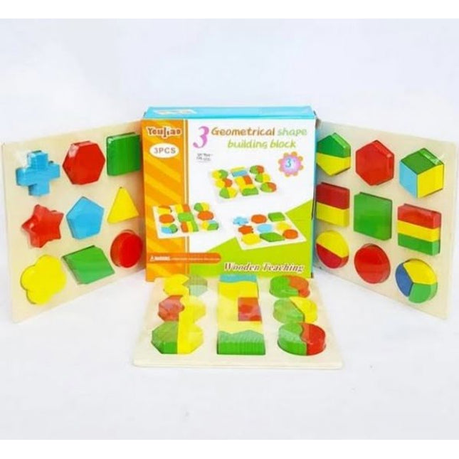 Extrokids Wooden 3Pcs of Geometric Shape Block - EKT1662