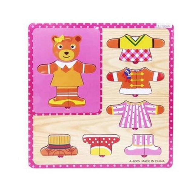Extrokids Wooden Dressup Puzzle Board - Bear - EKT1669