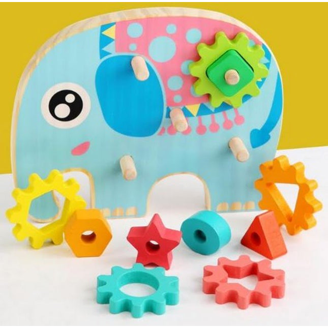 Extrokids Wooden Montessori Elephant Gear Toys - EK1700