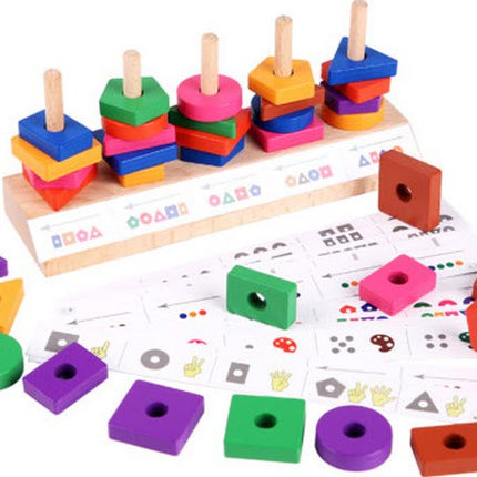 Extrokids Wooden Building Block with Multi Colour Matching Puzzle Game - EKT1707