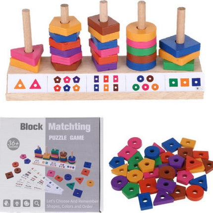 Extrokids Wooden Building Block with Multi Colour Matching Puzzle Game - EKT1707