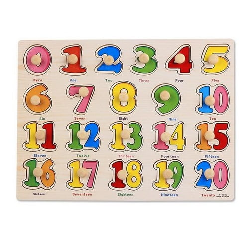 Extrokids Wooden Montessori Puzzle Hand Grab Board With Cartoon 20 Numbers - EK1729