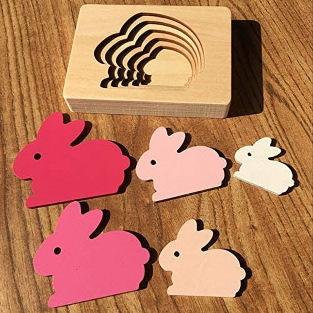 Extrokids Wooden Toys for Children Rabbit Cartoon 3D Puzzle Multilayer Jigsaw Puzzles - EKT1745