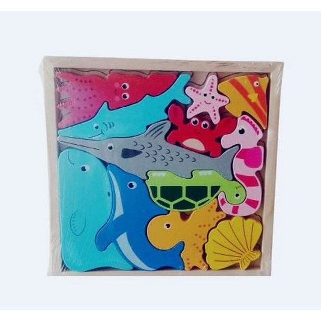 Extrokids Wooden Montessori Learning Sea Animal Stacking - EKT1753