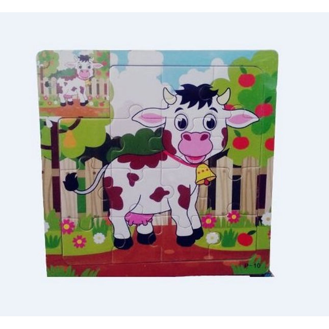Extrokids Wooden 15 Pcs of Montessori Jigsaw Puzzle - Cow - EK1778