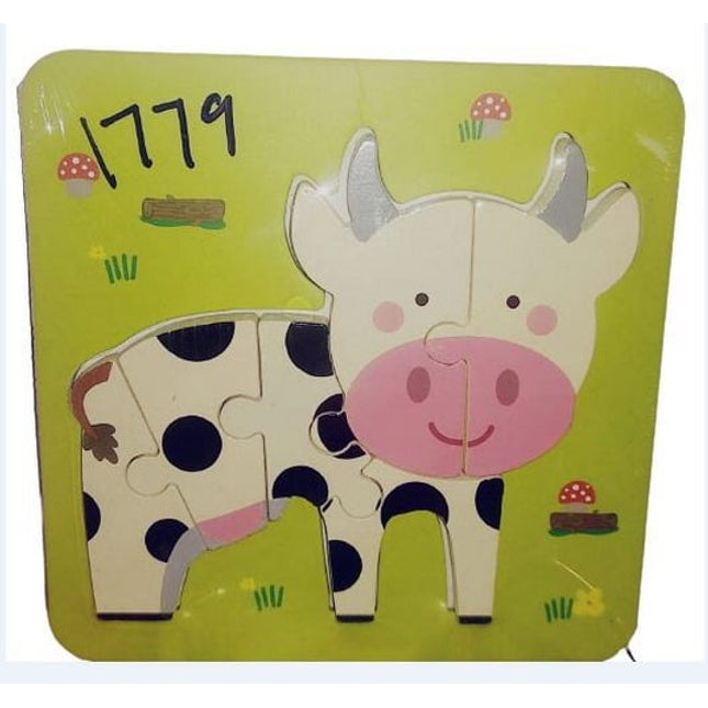 Extrokids Wooden Montessori Learning 3D Cow Puzzle - EKT1779